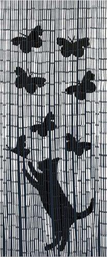 Černo-šedý bambusový závěs do dveří 200x90 cm Cat and Butterfly - Maximex Maximex
