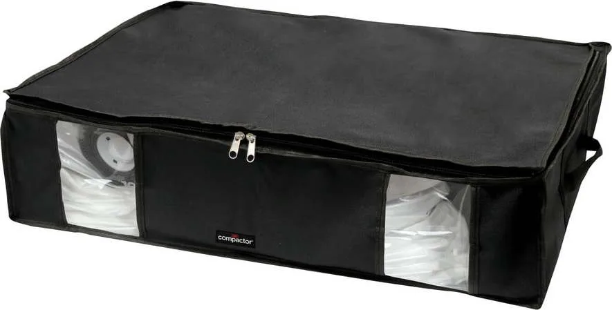 Černý úložný box na oblečení pod postel Compactor XXL Black Edition 3D, 145 l