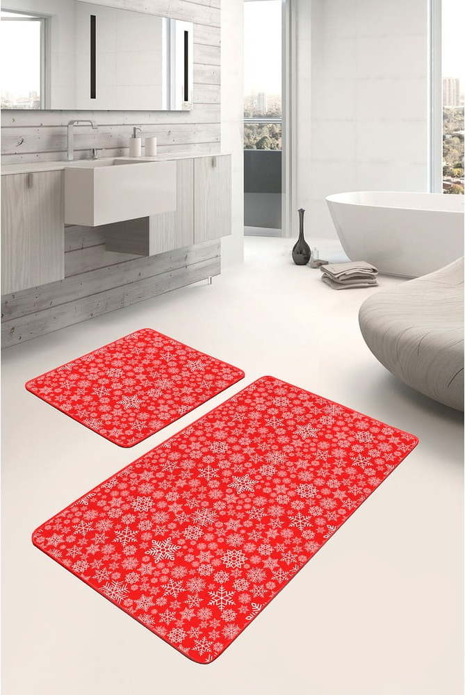 Červené koupelnové předložky v sadě 2 ks 60x100 cm – Mila Home Mila Home