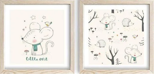 Dětské obrázky v sadě 2 ks 33x33 cm Little One – Wallity