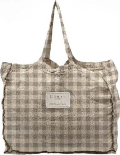 Látková taška Really Nice Things Linen Bag Grey Vichy Really Nice Things