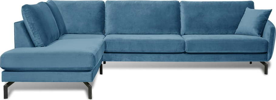 Modrá sametová rohová pohovka (levý roh) Magic - Scandic Scandic