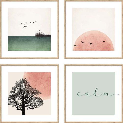 Plakáty v rámu 4 ks 30x30 cm Calm knor