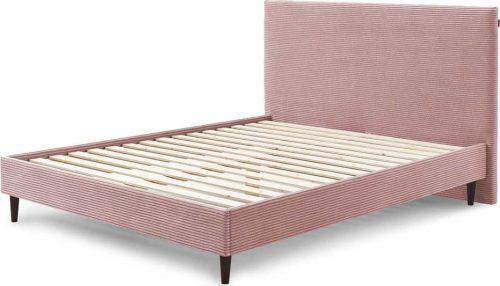 Růžová čalouněná dvoulůžková postel s roštem 160x200 cm Anja – Bobochic Paris Bobochic Paris
