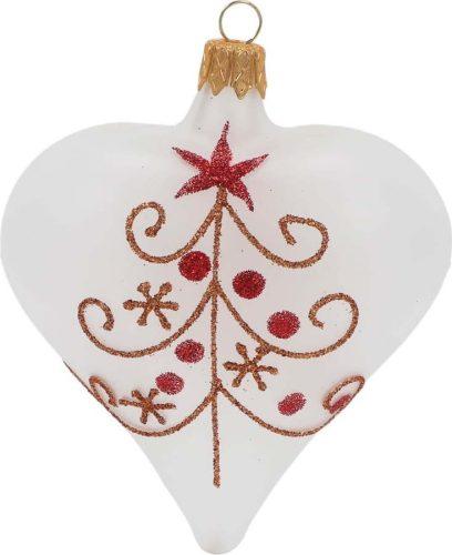 Sada 3 bílých skleněných vánočních ozdob ve tvaru srdce Ego Decor Ego Dekor