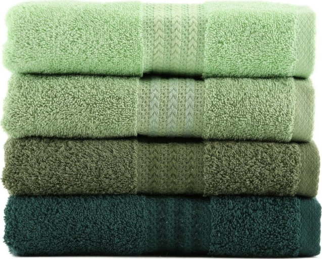 Sada 4 zelených bavlněných ručníků Foutastic