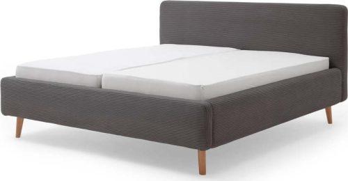 Šedá čalouněná dvoulůžková postel s úložným prostorem s roštem 180x200 cm Mattis Cord – Meise Möbel Meise Möbel