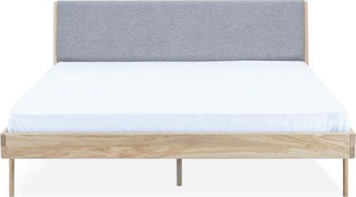 Šedá/přírodní dvoulůžková postel z dubového dřeva 160x200 cm Fawn – Gazzda Gazzda
