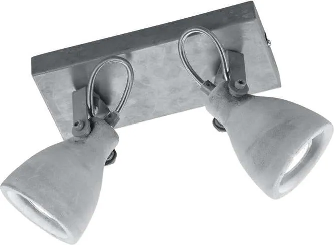 Šedé nástěnné svítidlo na 2 žárovky Trio Concrete, délka 23 cm