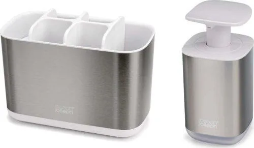 Sada doplňků do koupelny z nerezové oceli ve stříbrné barvě EasyStore – Joseph Joseph