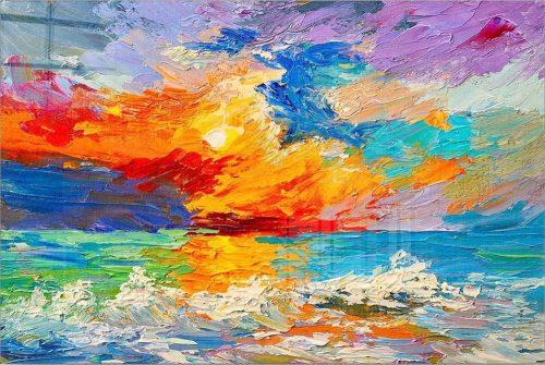 Skleněný obraz 70x50 cm Abstract Sunset – Wallity Wallity