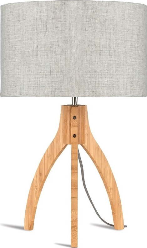Stolní lampa se světle béžovým stínidlem a konstrukcí z bambusu Good&Mojo Annapurna Good&Mojo