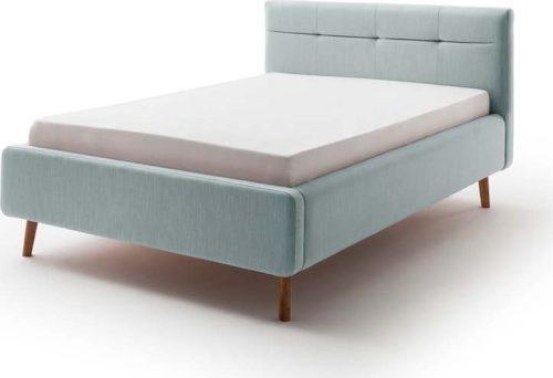 Modrá čalouněná dvoulůžková postel s úložným prostorem a s roštem 140x200 cm Lotte - Meise Möbel Meise Möbel