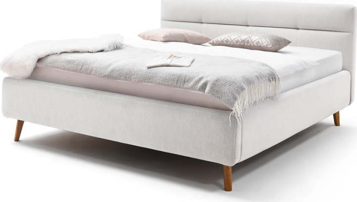 Světle šedá čalouněná dvoulůžková postel s úložným prostorem s roštem 160x200 cm Lotte – Meise Möbel Meise Möbel