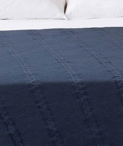 Tmavě modrý bavlněný přehoz na dvoulůžko 200x220 cm Trenza – Oyo Concept Oyo Concept