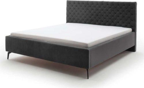 Tmavě šedá čalouněná dvoulůžková postel s úložným prostorem s roštem 160x200 cm La Maison – Meise Möbel Meise Möbel