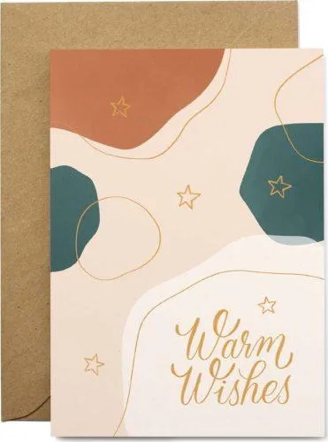 Vánoční přáníčko z recyklovaného papíru s obálkou Printintin Warm Wishes, formát A6