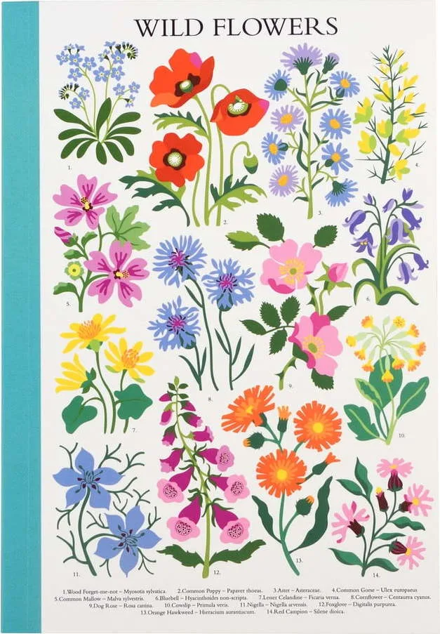 Zápisník 60 stránek formát A5 Wild Flowers – Rex London