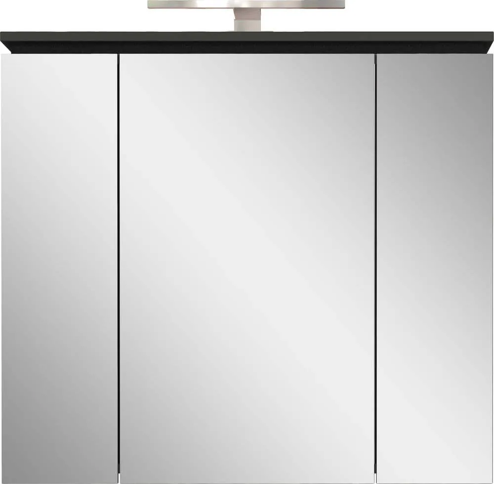 Antracitová koupelnová skříňka se zrcadlem a osvětlením 76x74 cm Modesto – Germania