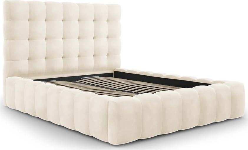 Béžová čalouněná dvoulůžková postel s úložným prostorem s roštem 160x200 cm Bali – Cosmopolitan Design Cosmopolitan design