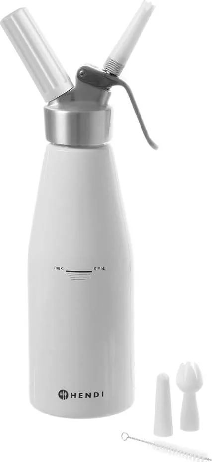 Bílá šlehačková láhev z hliníku Hendi Kitchen Line, 1 l