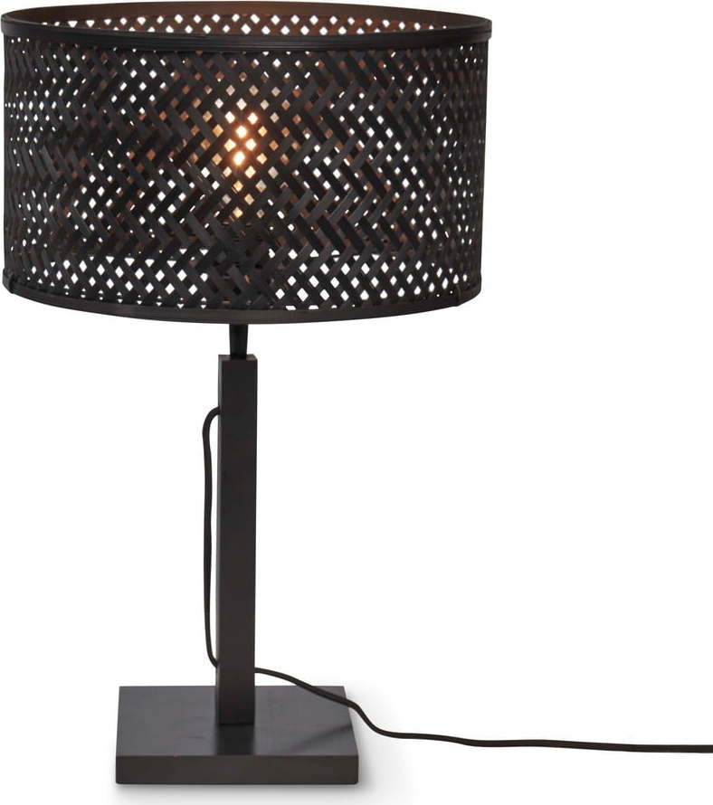 Černá stolní lampa s bambusovým stínidlem (výška 38 cm) Java – Good&Mojo Good&Mojo