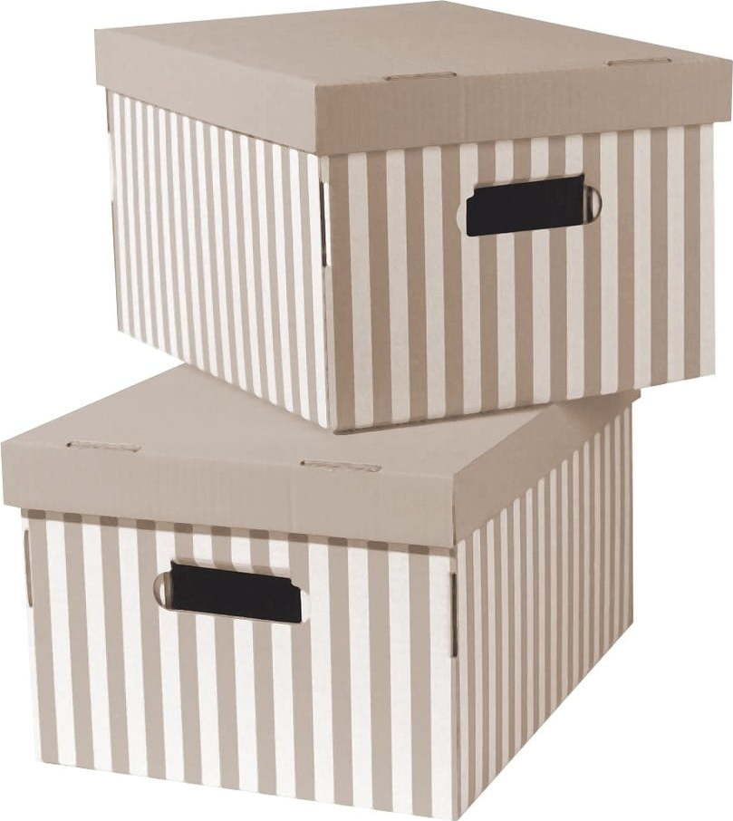Kartonové úložné boxy s víkem v sadě 2 ks Stripes – Compactor Compactor