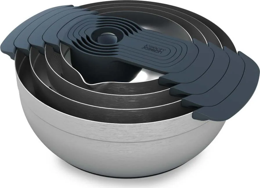 Mísy v leskle stříbrné barvě v sadě 9 ks Nest 100 Collection – Joseph Joseph