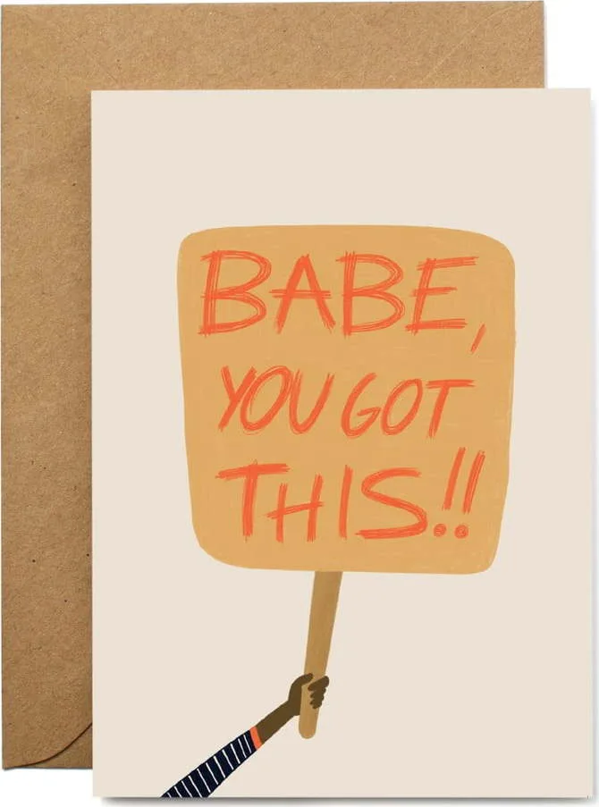 Přáníčko z recyklovaného papíru s obálkou Printintin You got this, babe!, formát A6