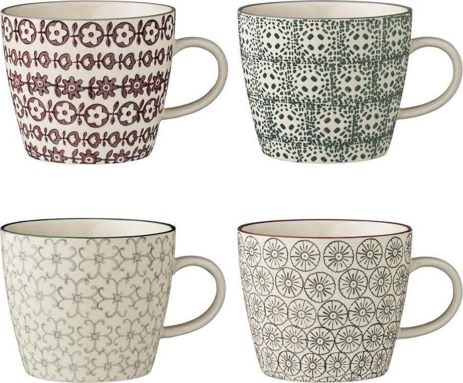 Sada 4 kameninových hrnků Bloomingville Karine Mugs