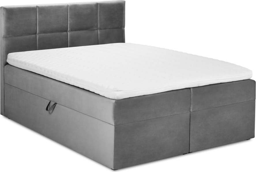 Šedá boxspring postel s úložným prostorem 200x200 cm Mimicry – Mazzini Beds Mazzini Beds