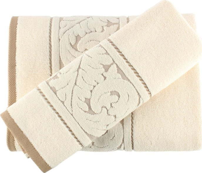 Set krémového bavlněného ručníku a osušky Foutastic Cream Foutastic