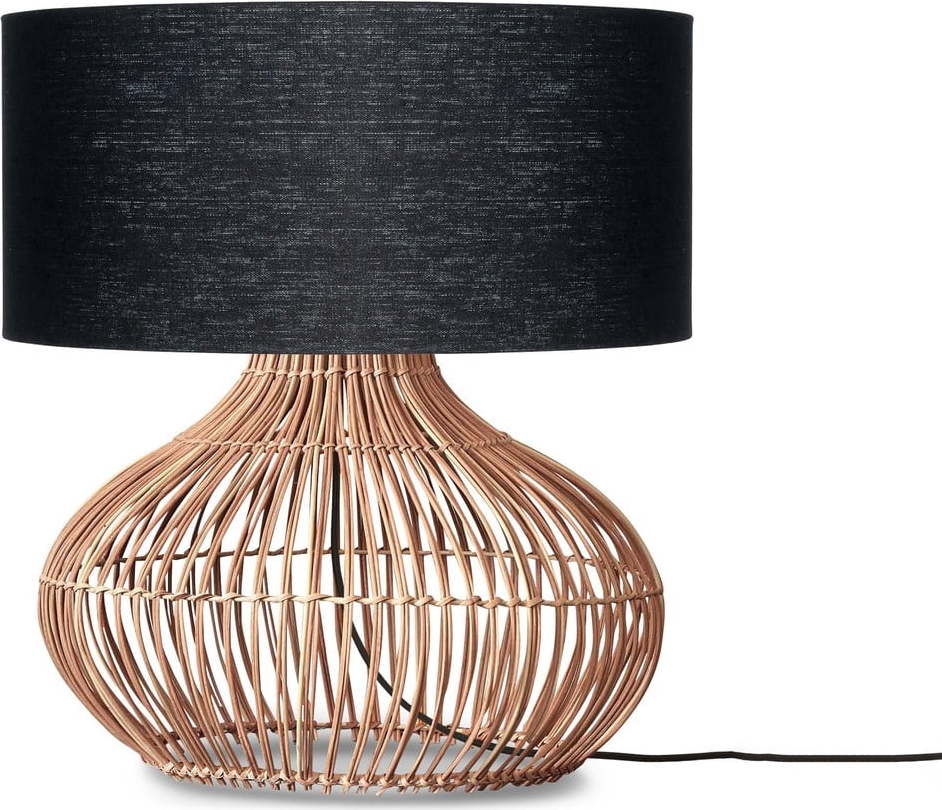 Stolní lampa s textilním stínidlem v černo-přírodní barvě (výška 60 cm) Kalahari – Good&Mojo Good&Mojo