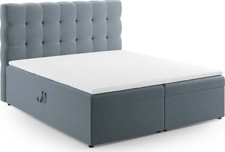 Světle modrá boxspring postel s úložným prostorem 160x200 cm Bali – Cosmopolitan Design Cosmopolitan design