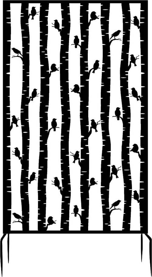 Černá kovová balkonová zástěna 100x186 cm Birds – Esschert Design Esschert Design