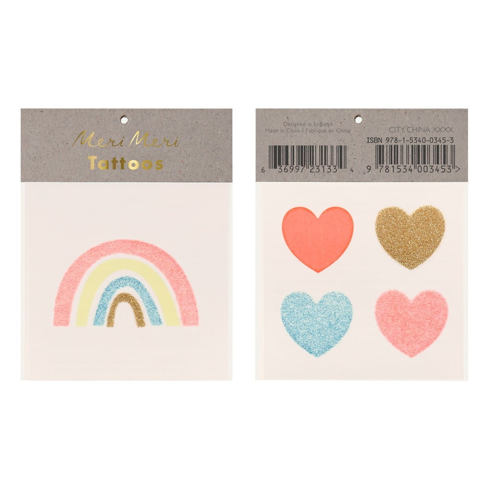 Dětské tetování Rainbow & Hearts – Meri Meri Meri Meri