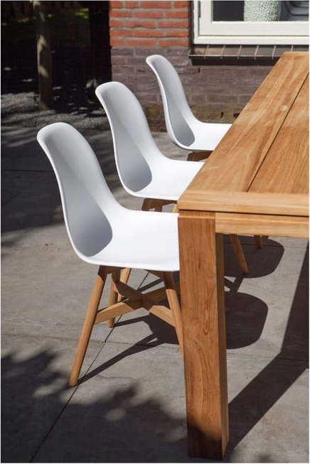 Dřevěno-plastová zahradní židle v bílo-přírodní barvě Lotus – Exotan Exotan