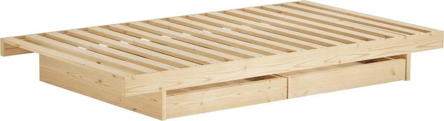 Dvoulůžková postel z borovicového dřeva s úložným prostorem s roštem v přírodní barvě 180x200 cm Kanso – Karup Design Karup Design