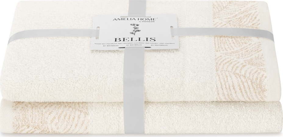 Krémové froté bavlněné ručníky a osušky v sadě 2 ks Bellis – AmeliaHome AmeliaHome