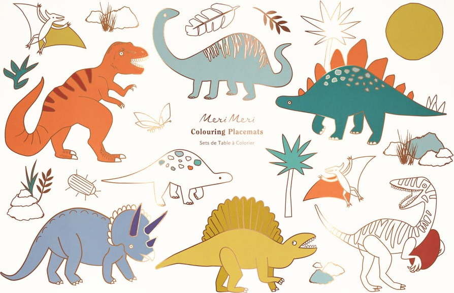 Papírová prostírání v sadě 8 ks 28x42.5 cm Dinosaurs – Meri Meri Meri Meri