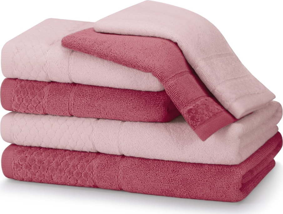 Růžové froté bavlněné ručníky a osušky v sadě 6 ks Rubrum – AmeliaHome AmeliaHome