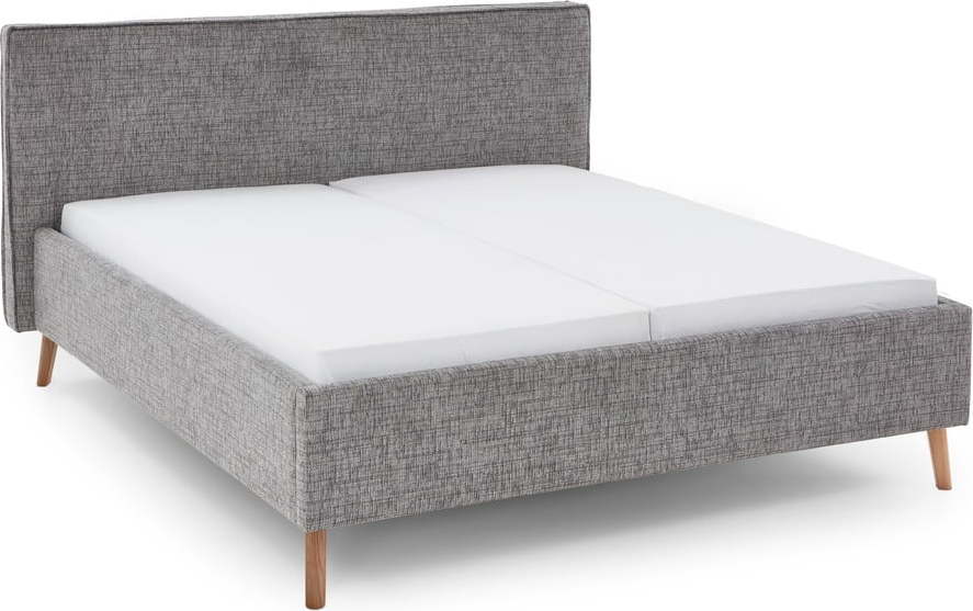 Šedá čalouněná dvoulůžková postel s úložným prostorem s roštem 180x200 cm Riva – Meise Möbel Meise Möbel