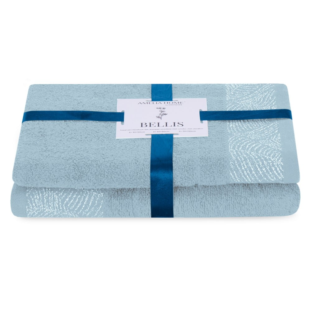 Světle modré froté bavlněné ručníky a osušky v sadě 2 ks Bellis – AmeliaHome AmeliaHome