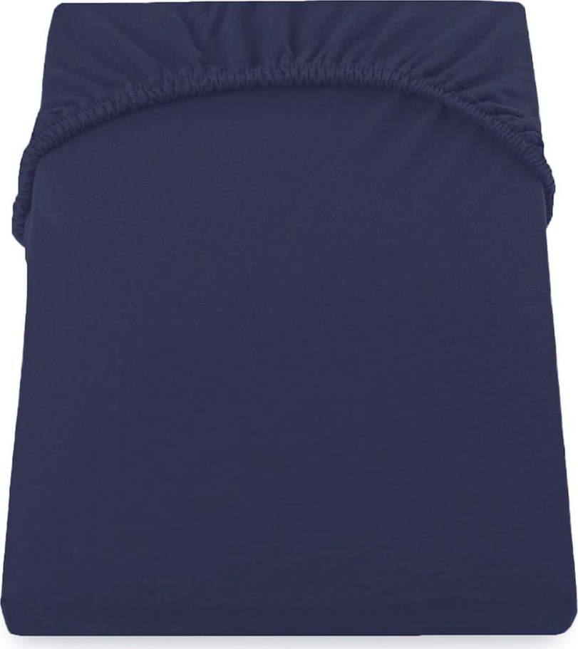 Tmavě modré napínací prostěradlo jersey 240x220 cm Amber – DecoKing DecoKing