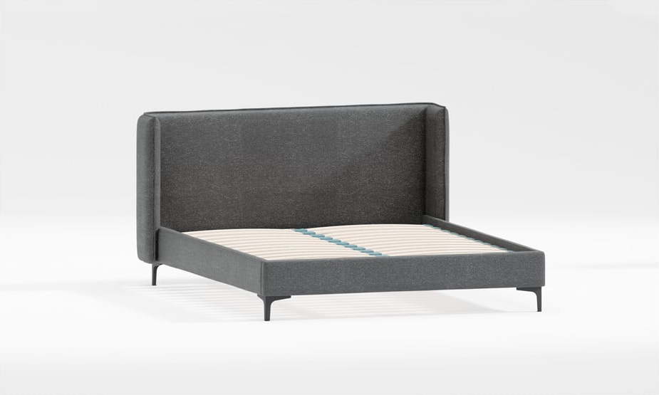 Tmavě šedá čalouněná jednolůžková postel s roštem 90x200 cm Basti – Ropez Ropez