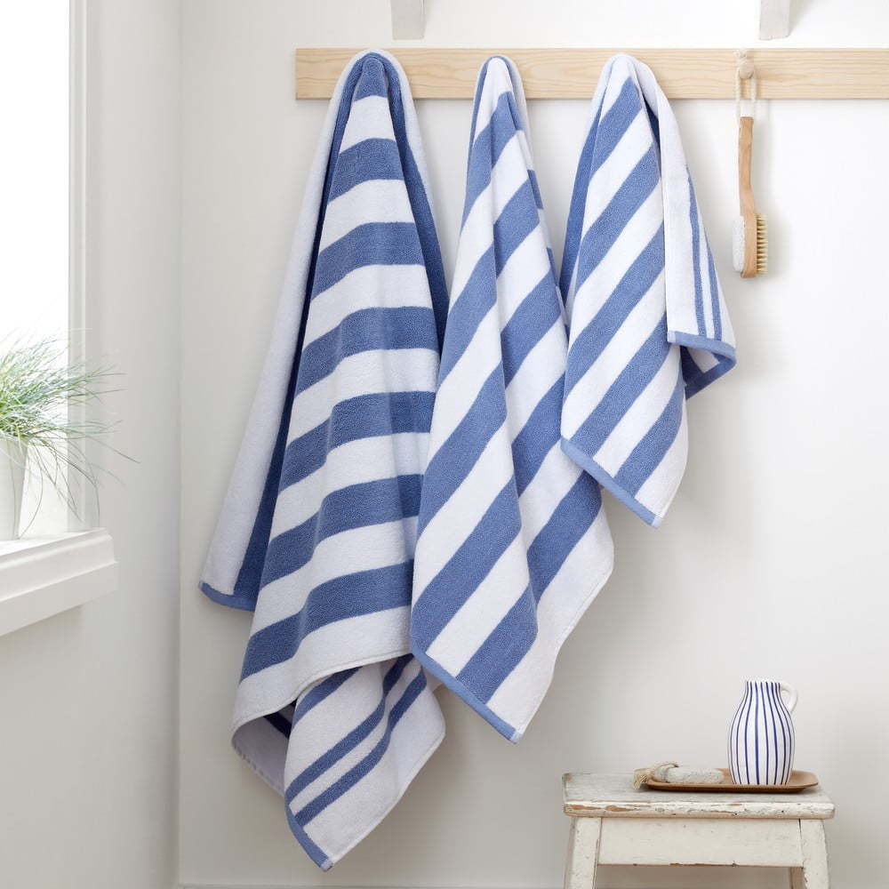 Modro-bílý bavlněný ručník 50x85 cm Stripe Jacquard – Bianca Bianca