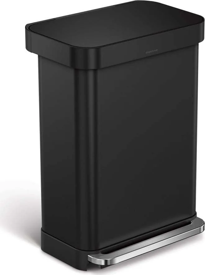 Matně černý nášlapný ocelový odpadkový koš 55 l – simplehuman