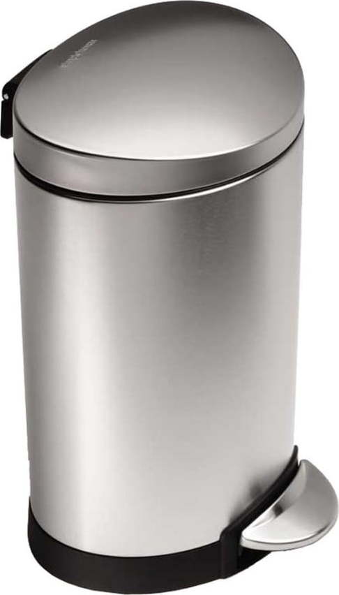 Nášlapný ocelový odpadkový koš v matně stříbrné barvě 6 l – simplehuman Simplehuman