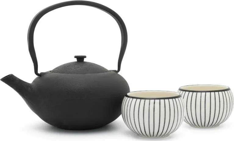 Bílo-černá porcelánovo-litinová čajová souprava Shanxi – Bredemeijer