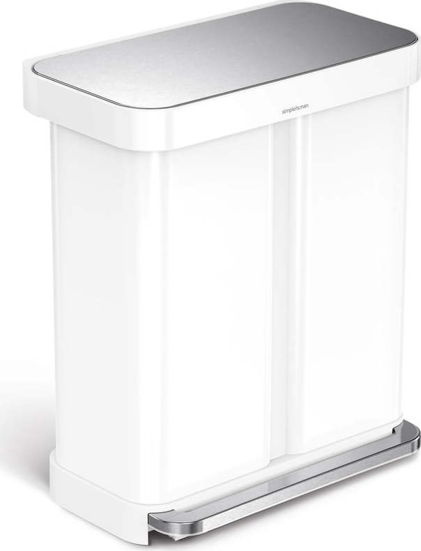 Bílý nášlapný ocelový odpadkový koš 58 l – simplehuman Simplehuman